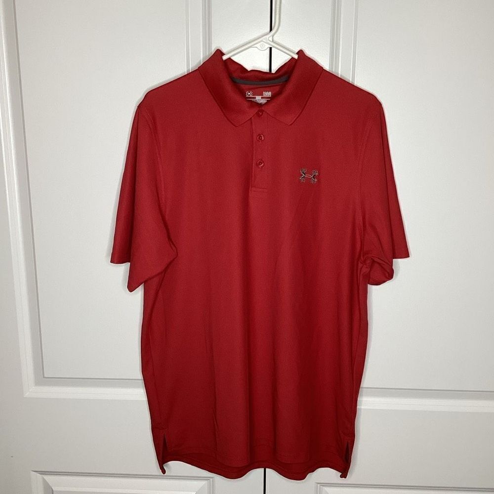 Mens Under Armour Hunting/Antlers‎ Logo Performance Polo large red